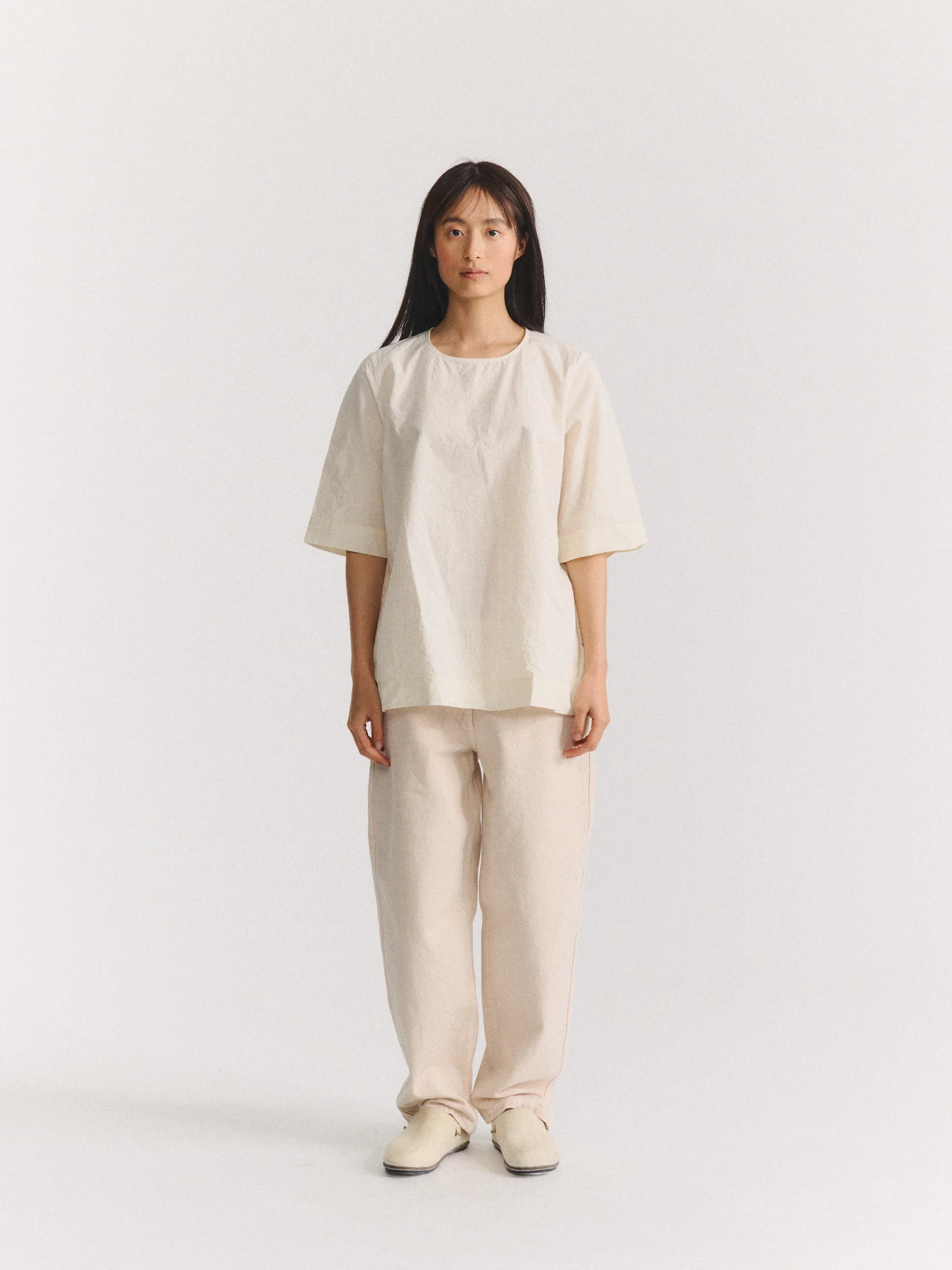 SIMPLE TOP - CHALK POPLIN - OFF WHITE - Image 3