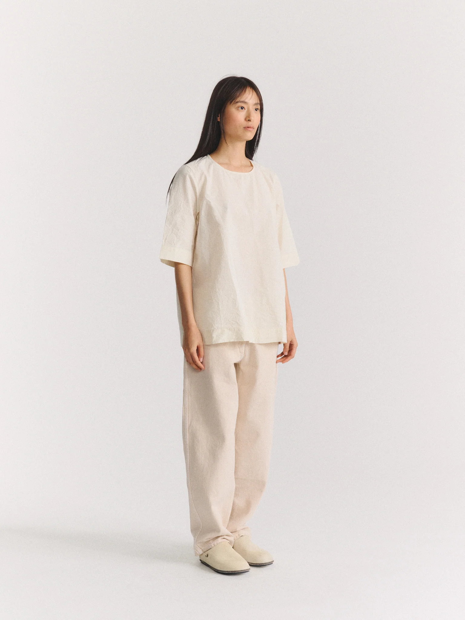 SIMPLE TOP - CHALK POPLIN - OFF WHITE - Image 4