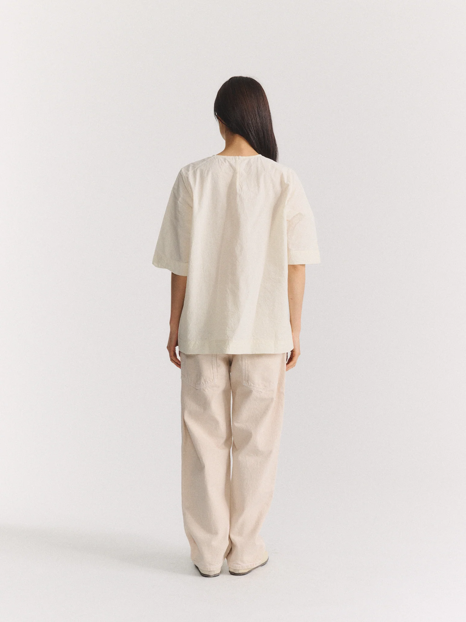 SIMPLE TOP - CHALK POPLIN - OFF WHITE - Image 6