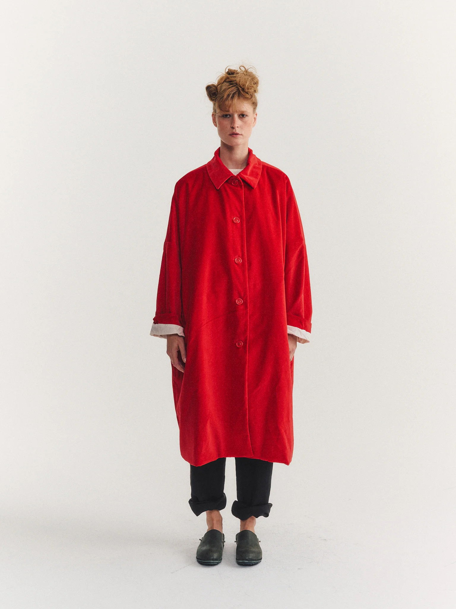 BIG BLOBBY COAT - VELVET - RED - Image 3