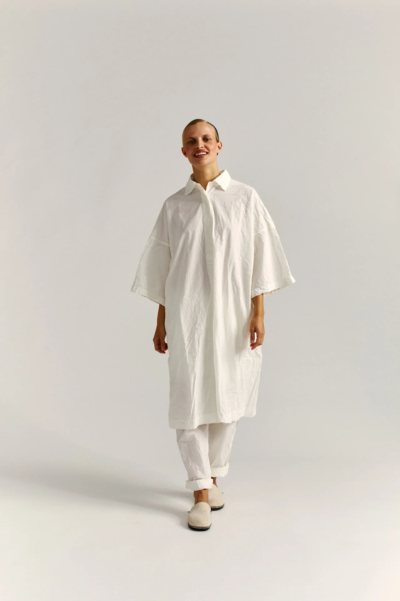 BIG T DRESS - PAPER - WHITE - Image 3