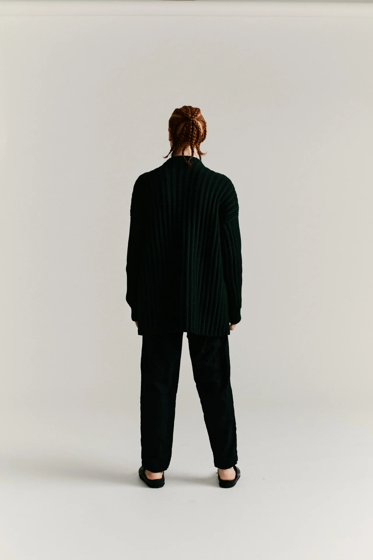 CREW NECK OPEN RIB SWEATER - WOOLY - GREEN - Image 8