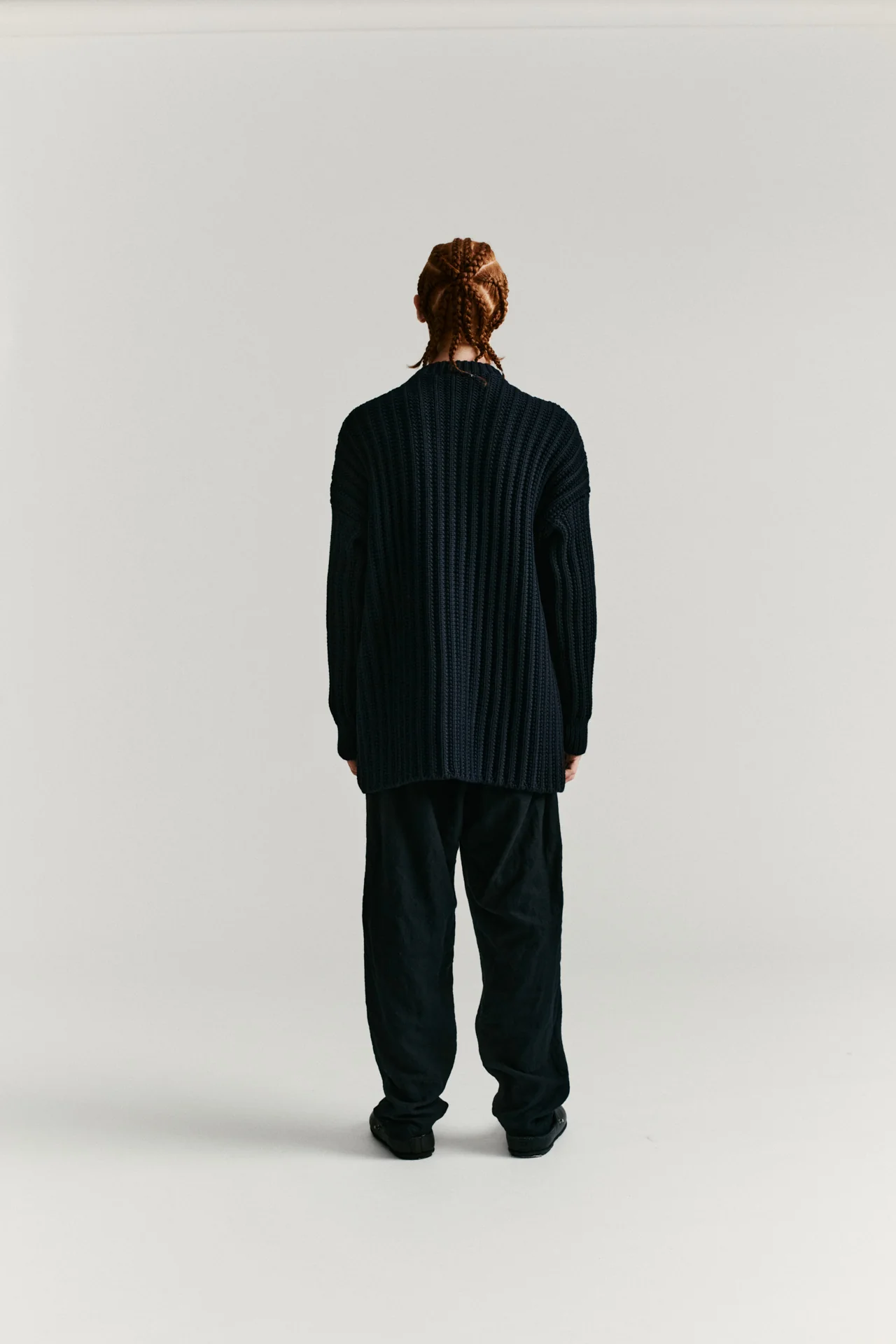 CREW NECK OPEN RIB SWEATER - WOOLY - NAVY - Image 8