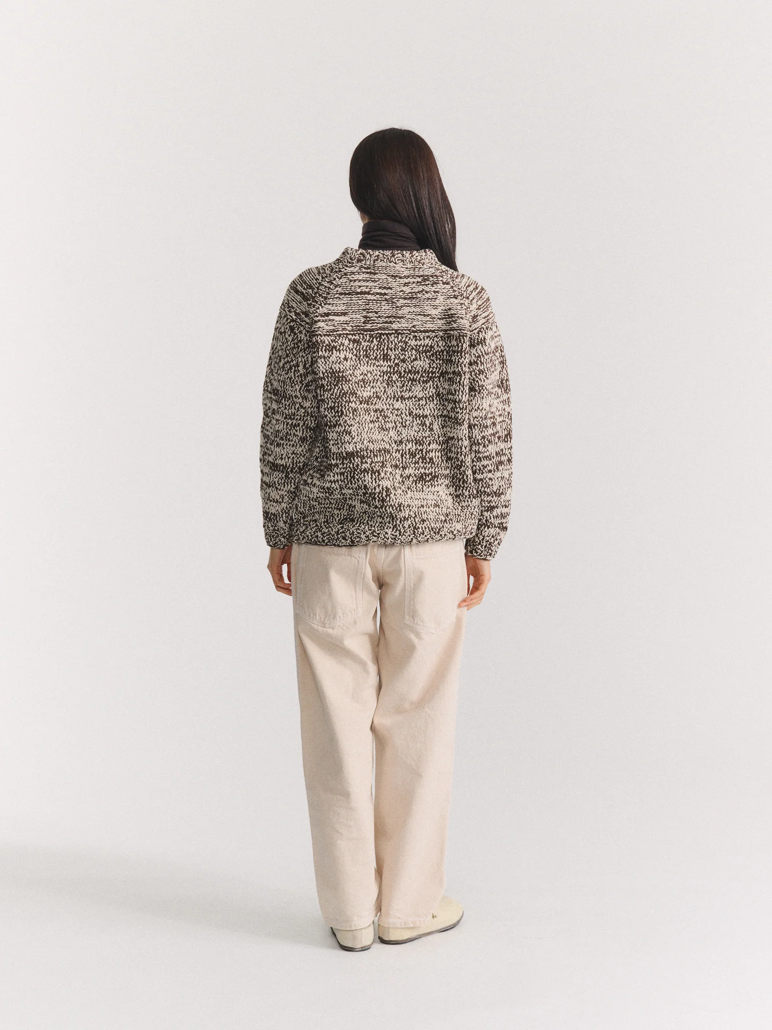MIX STITCH JUMPER - BROWN/CHALK - Image 4