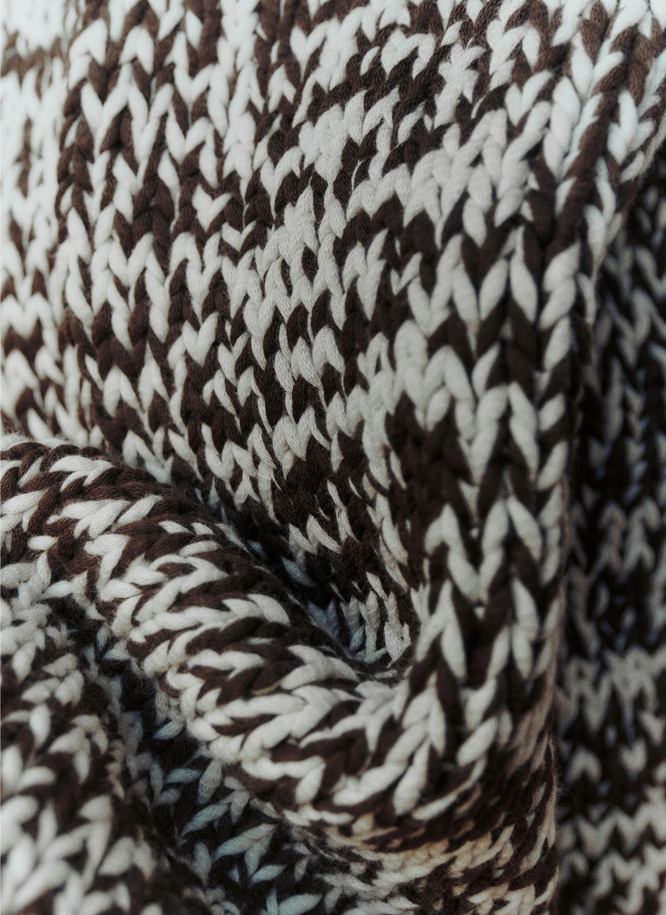 MIX STITCH JUMPER - BROWN/CHALK - Image 5