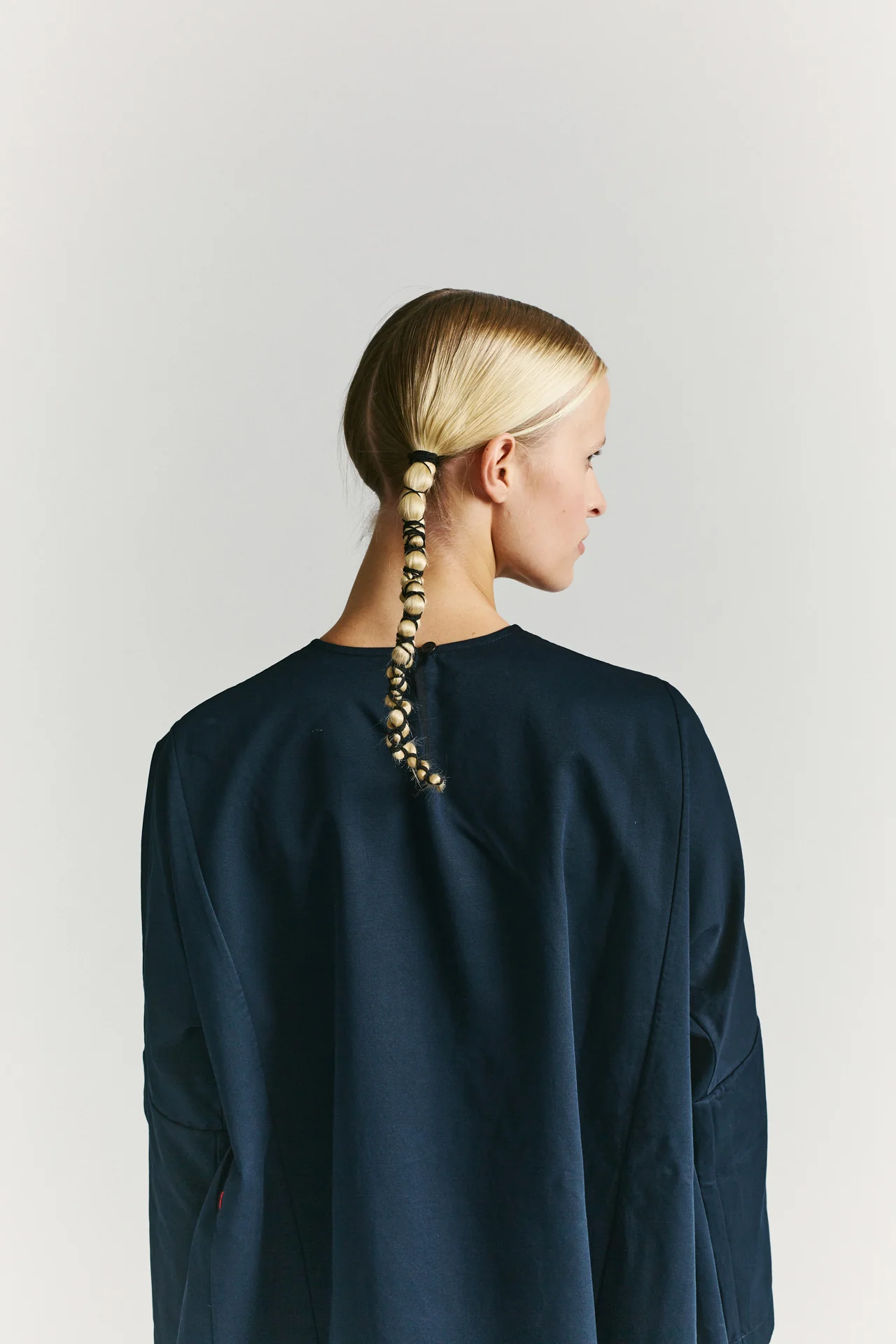 PYJ ROUCH DRESS - TWILL - NAVY - Image 7