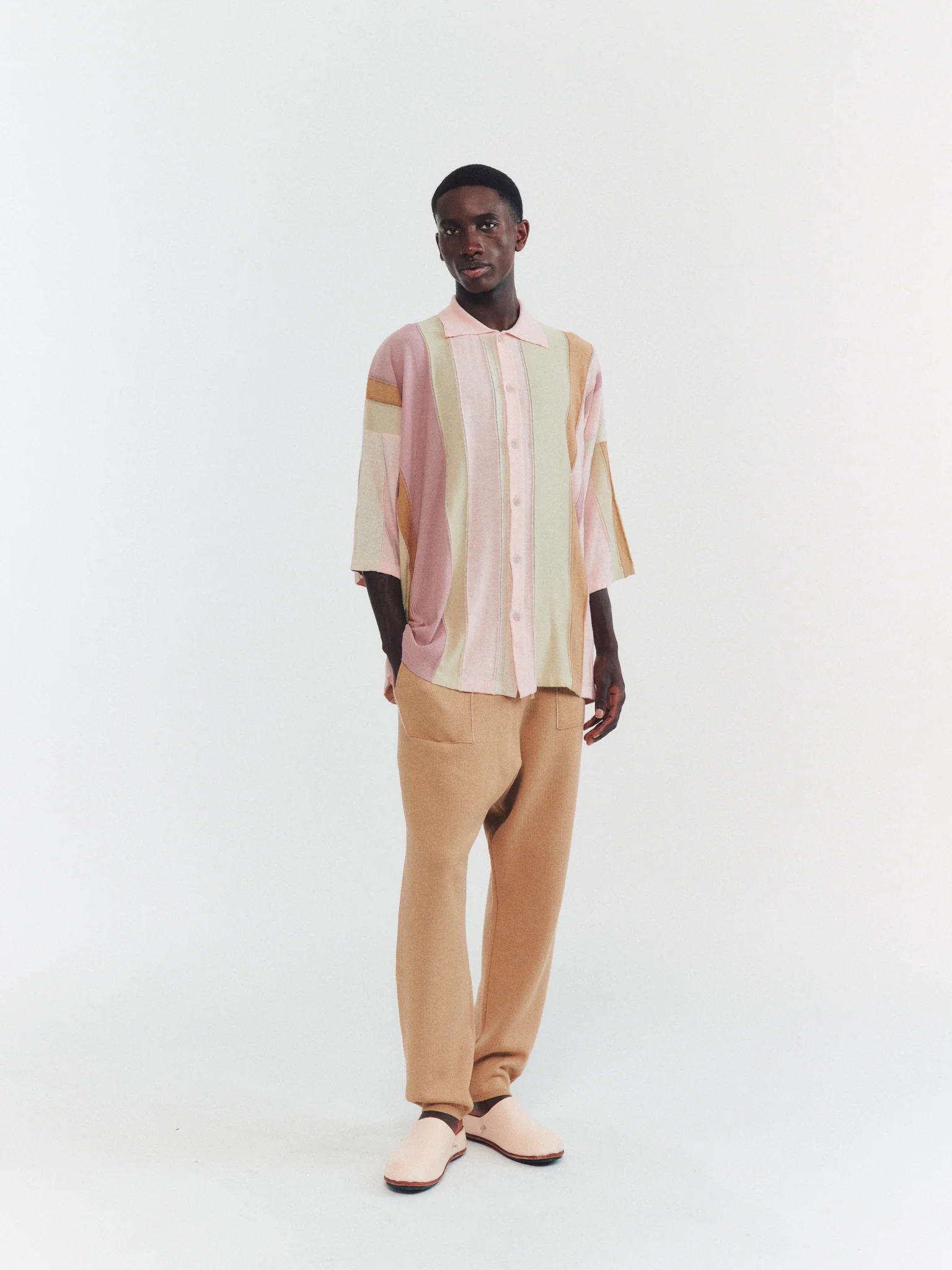 SHIRT - STRIPE PATCHWORK - PINK/BEIGE STRIPES - Image 3
