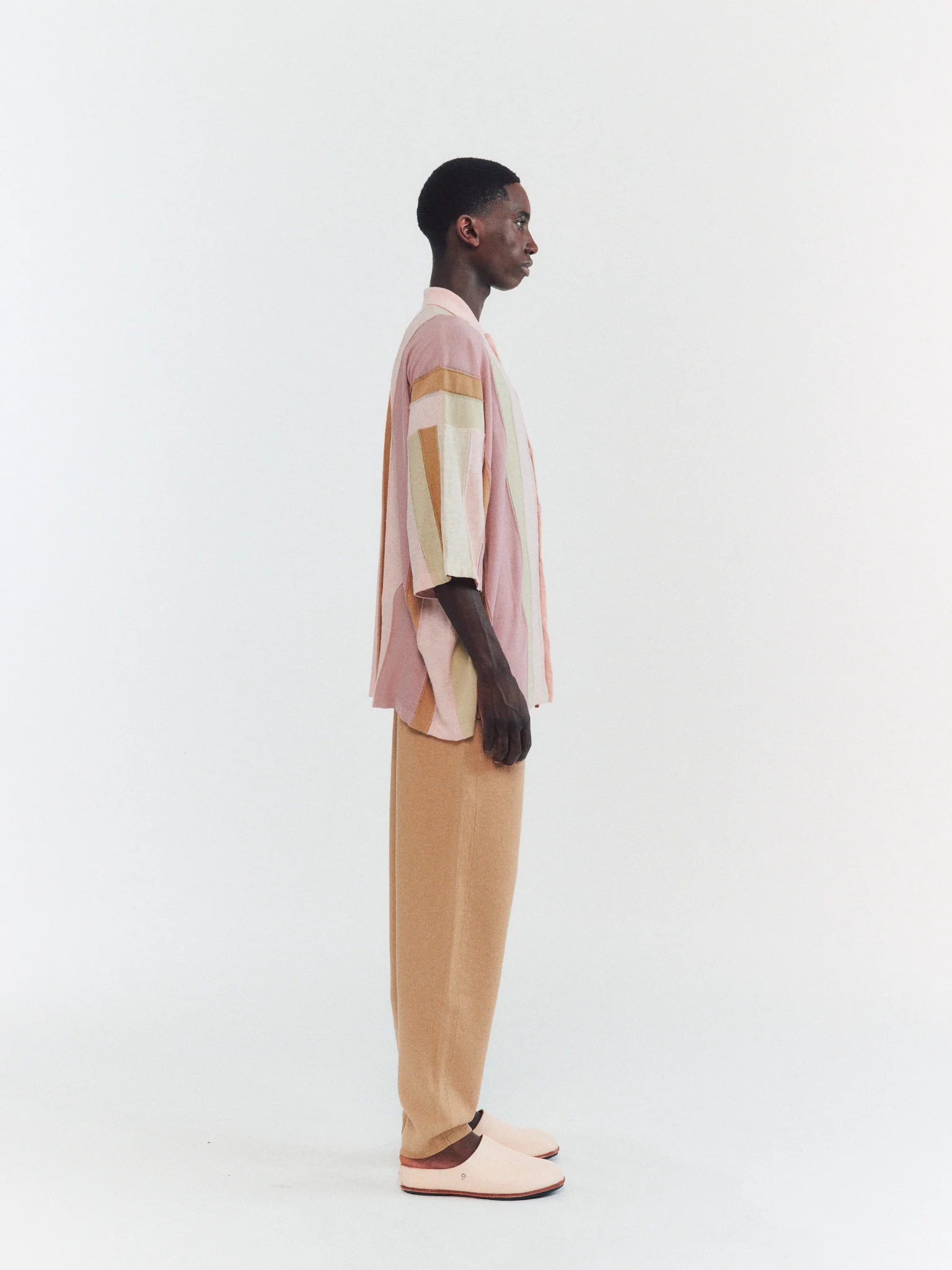 SHIRT - STRIPE PATCHWORK - PINK/BEIGE STRIPES - Image 4