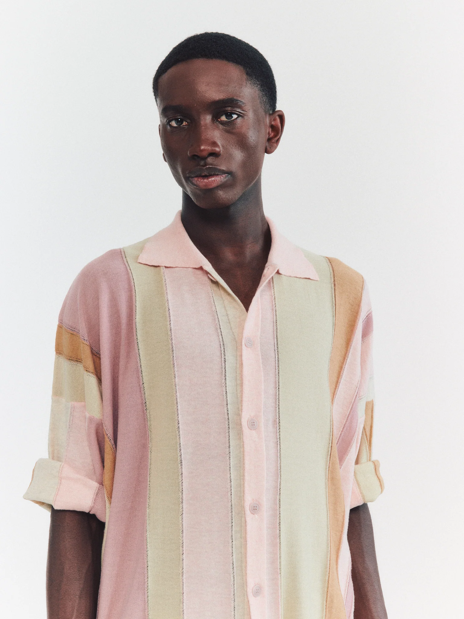 SHIRT - STRIPE PATCHWORK - PINK/BEIGE STRIPES - Image 6