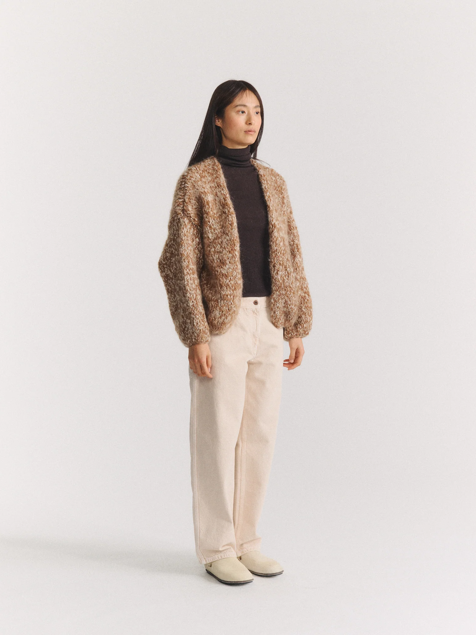 SHORT CARDIGAN - GINGER/PORCELAIN - Image 3