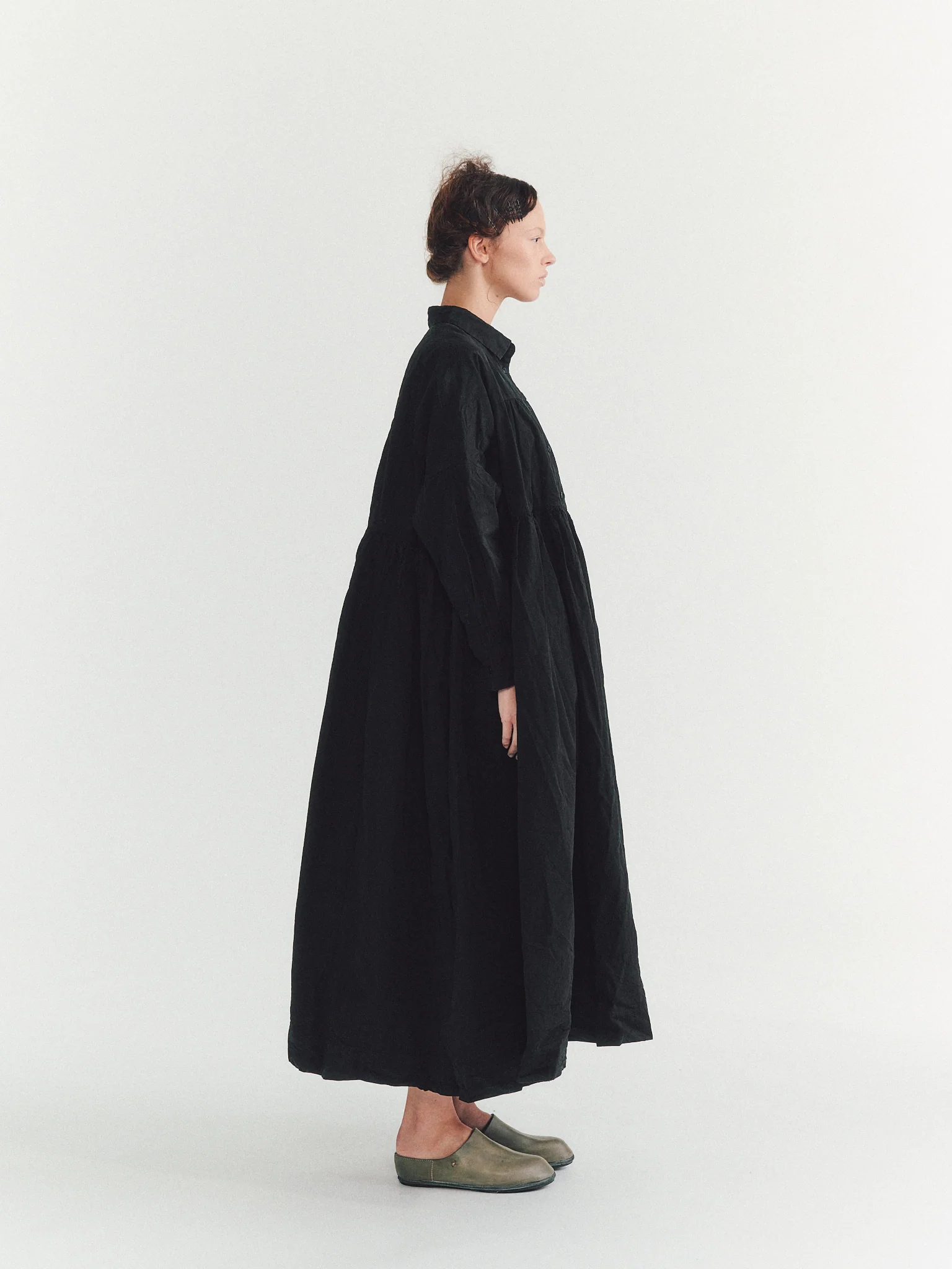 SQUARE LONG SLEEVE DRESS - PAPER COT - PITCH BLACK - Image 3