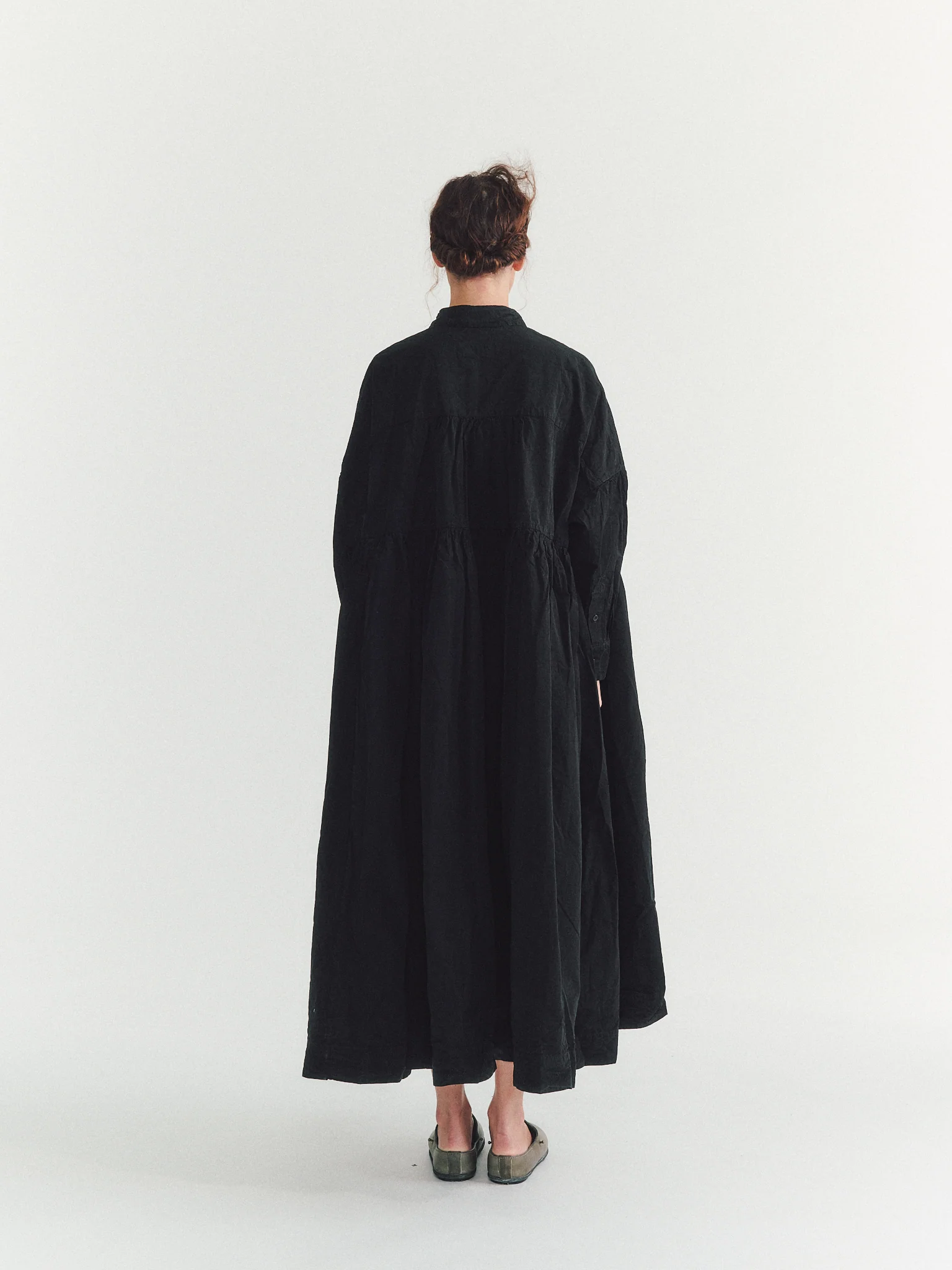 SQUARE LONG SLEEVE DRESS - PAPER COT - PITCH BLACK - Image 4