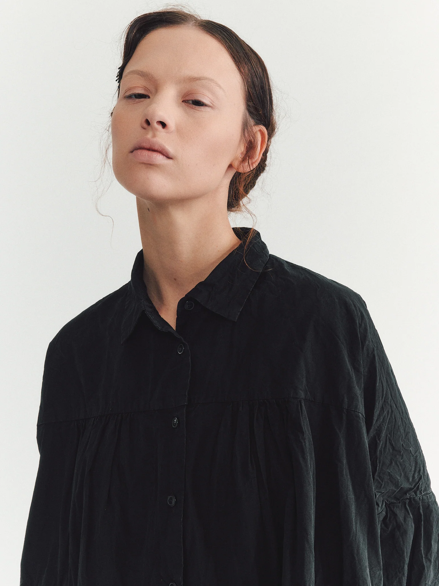 SQUARE LONG SLEEVE DRESS - PAPER COT - PITCH BLACK - Image 5