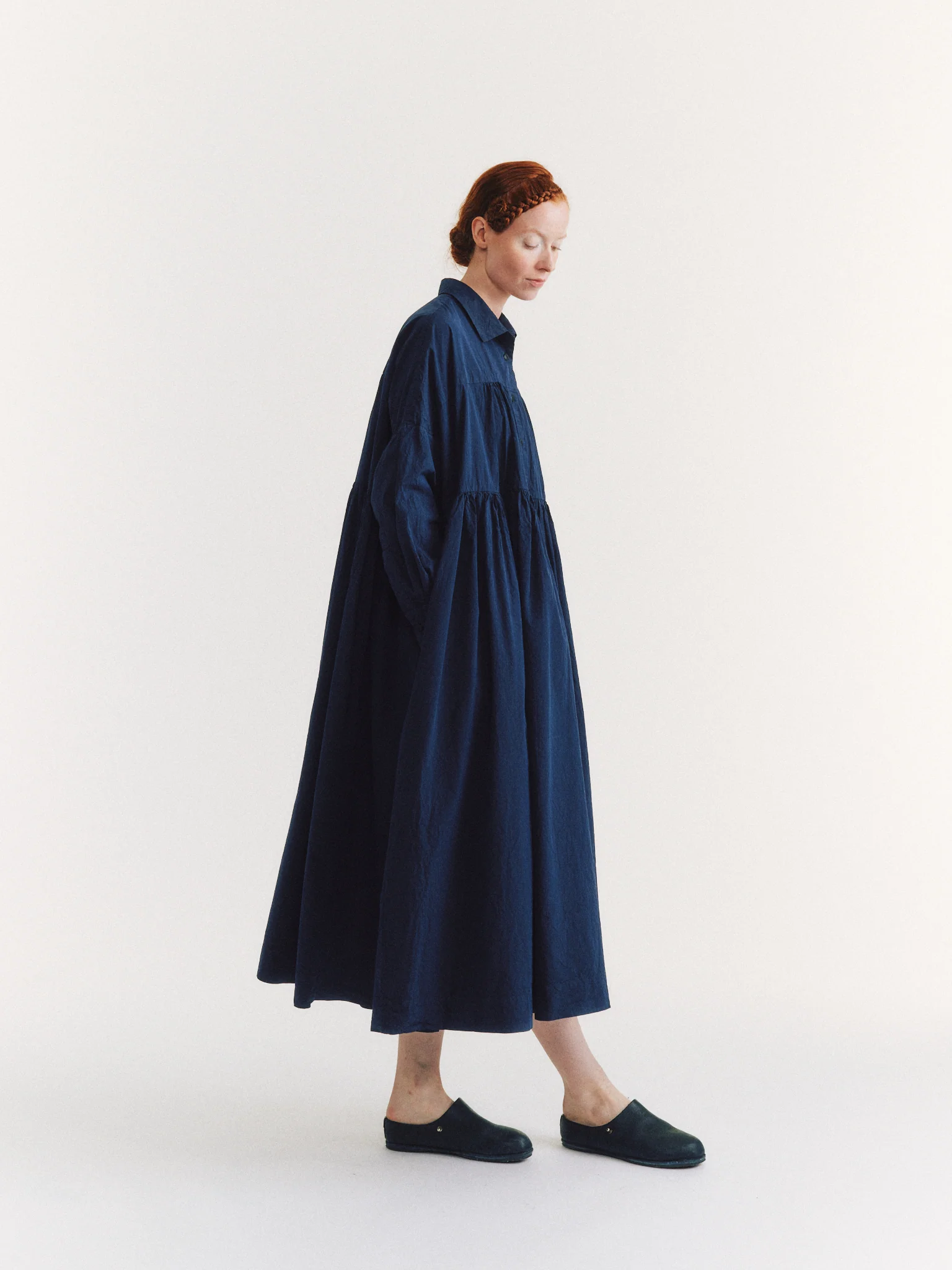 SQUARE DRESS - TAFF SILK - NAVY - Image 3