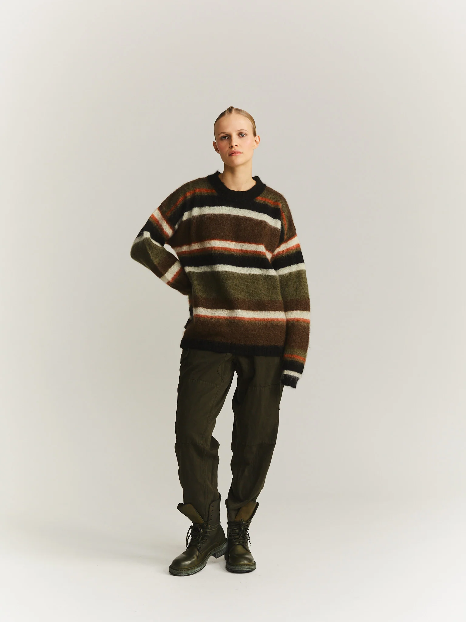 STRIPE MOHAIR JUMPER - MOSIL - KHAKI - Image 3