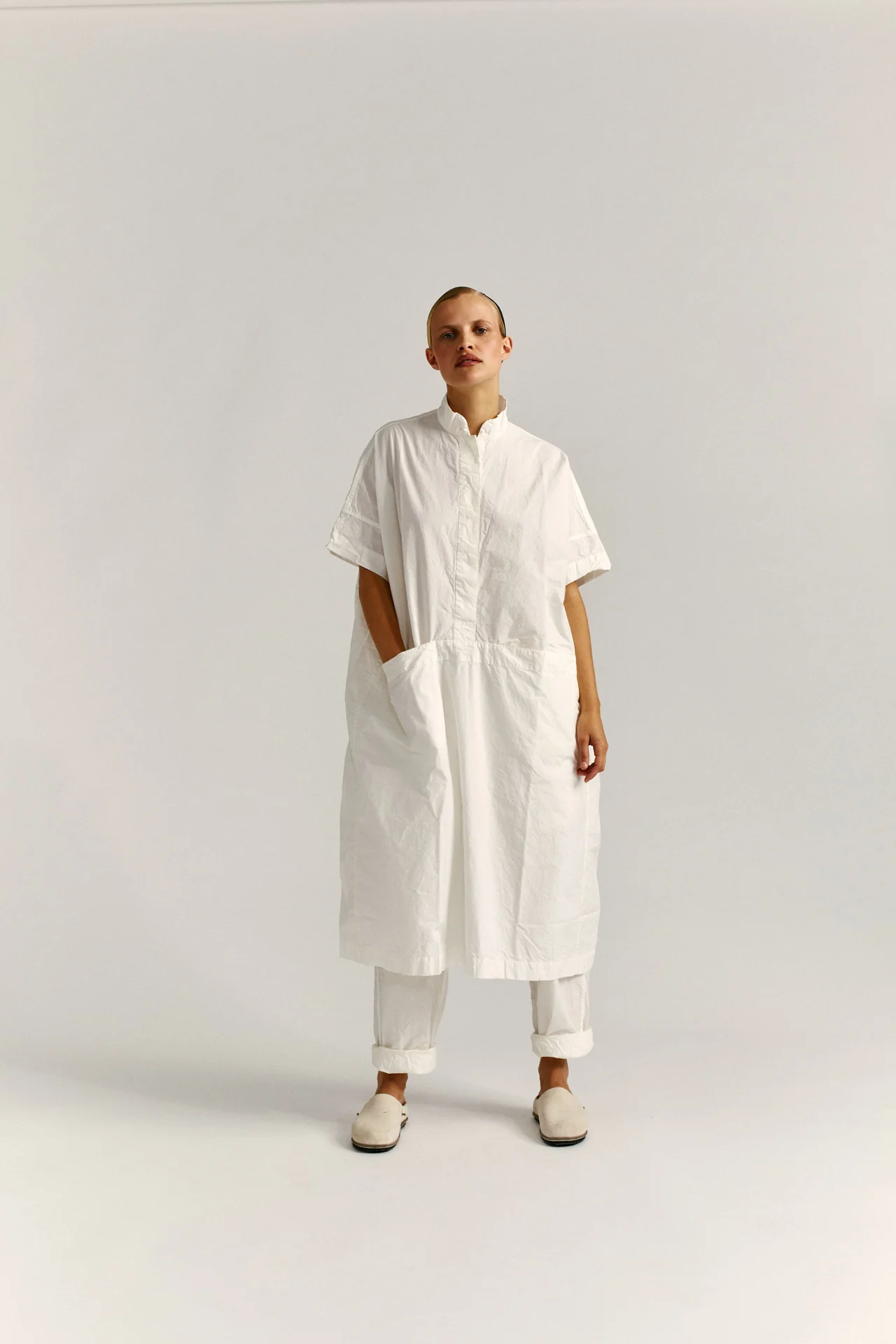TEED DRESS - PAPER - WHITE - Image 3