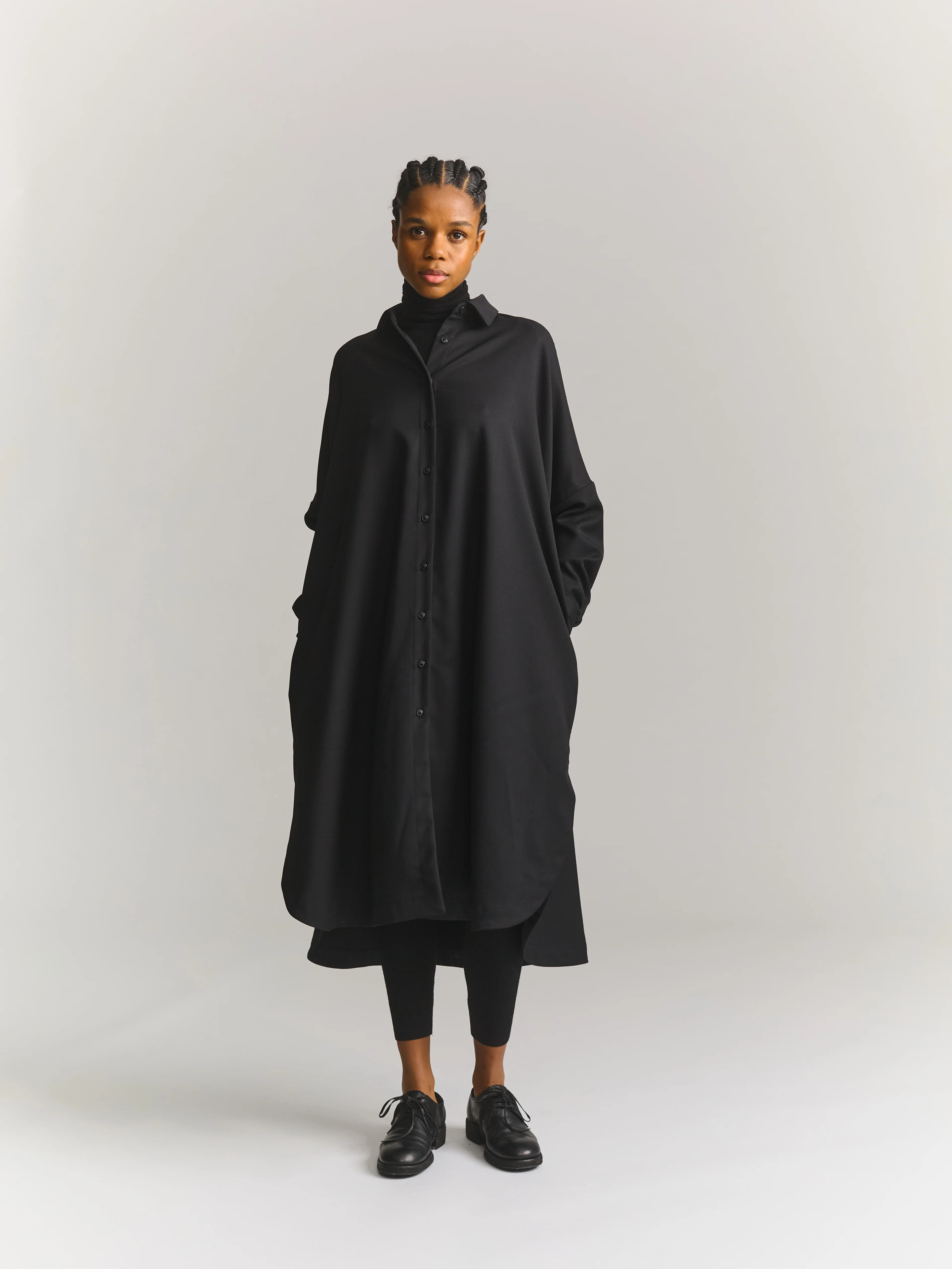 YUKI LONGUE SHIRT - GABERDINE - BLACK - Image 3