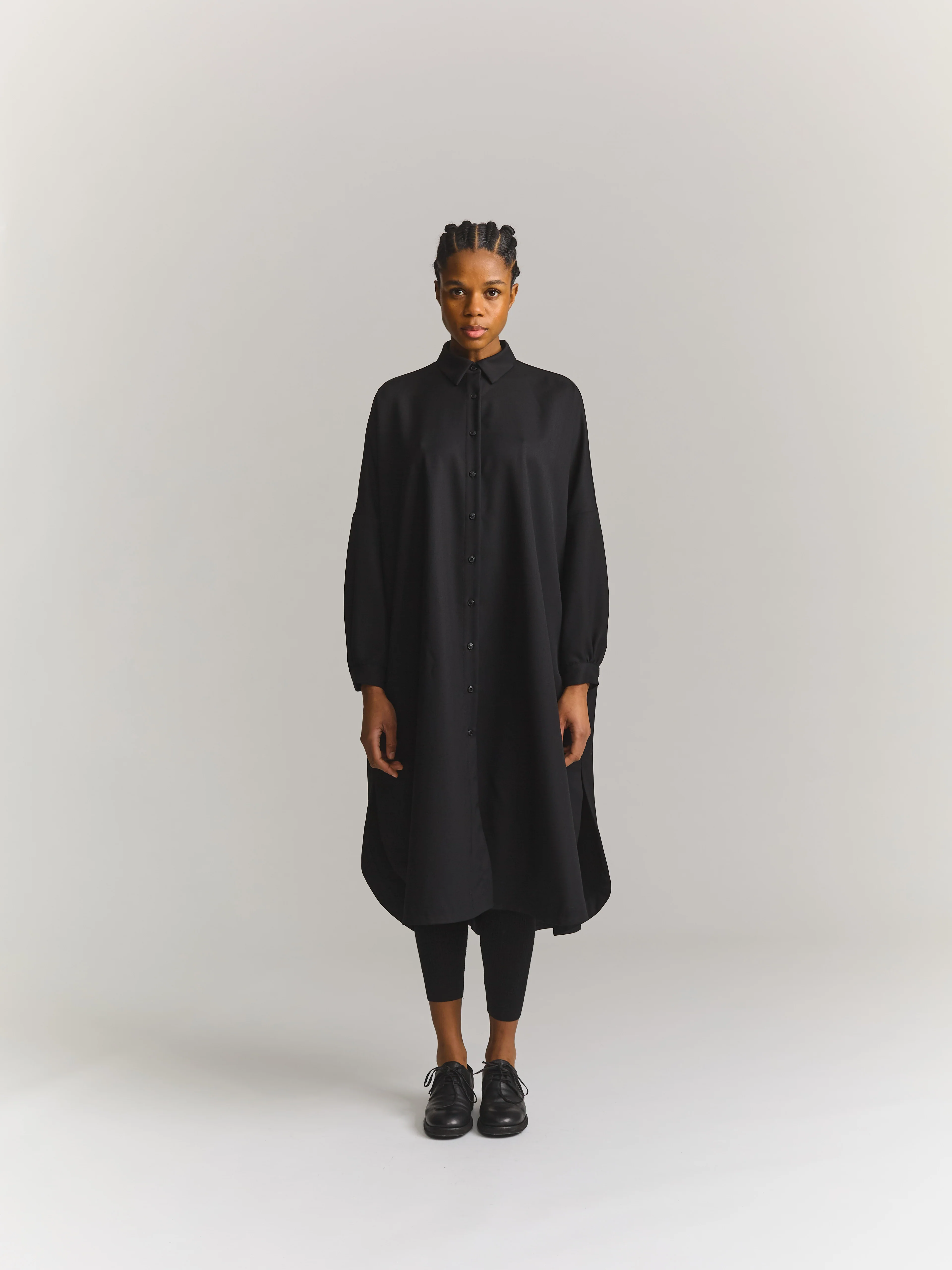 YUKI LONGUE SHIRT - GABERDINE - BLACK - Image 4