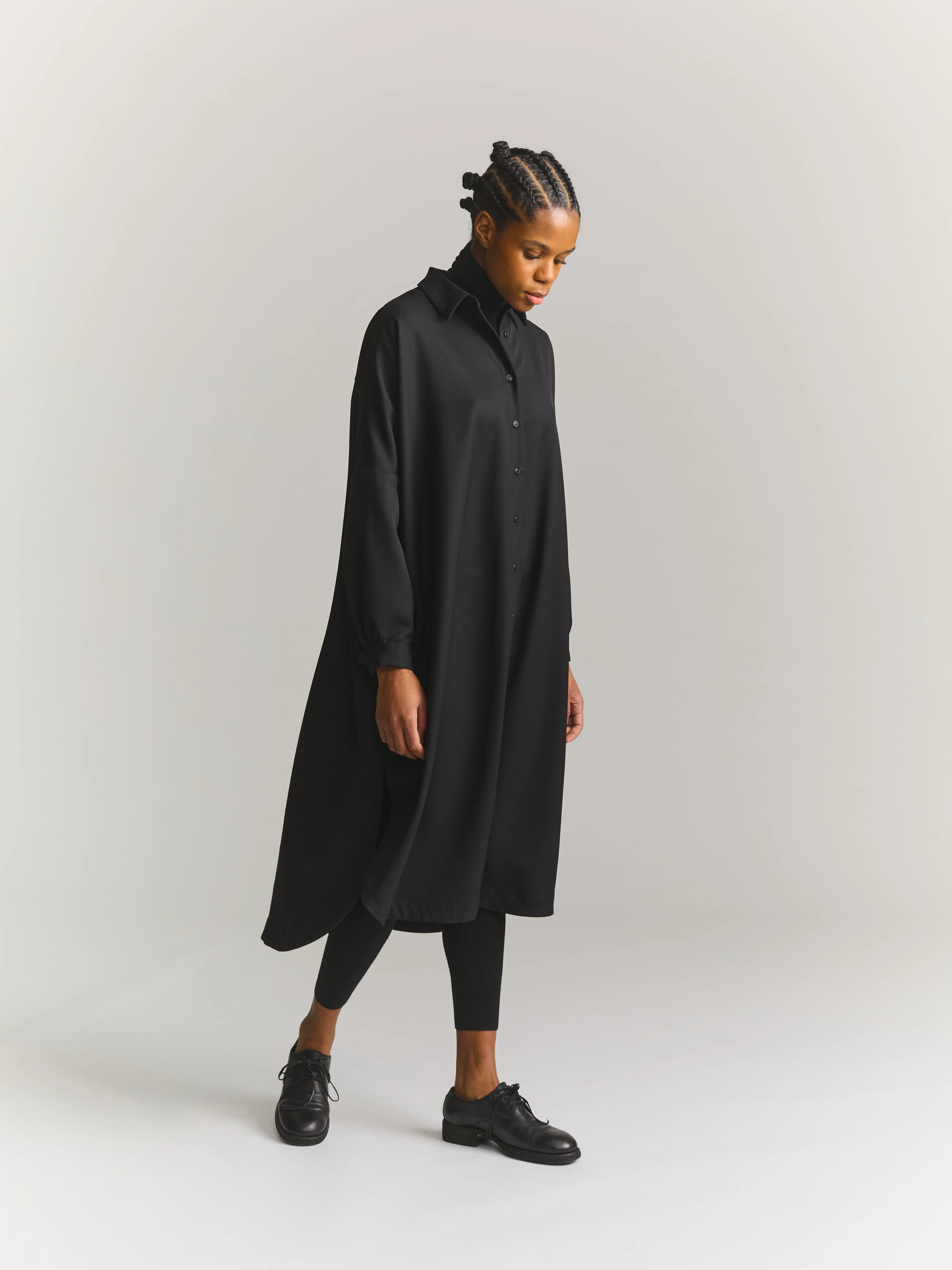 YUKI LONGUE SHIRT - GABERDINE - BLACK - Image 5