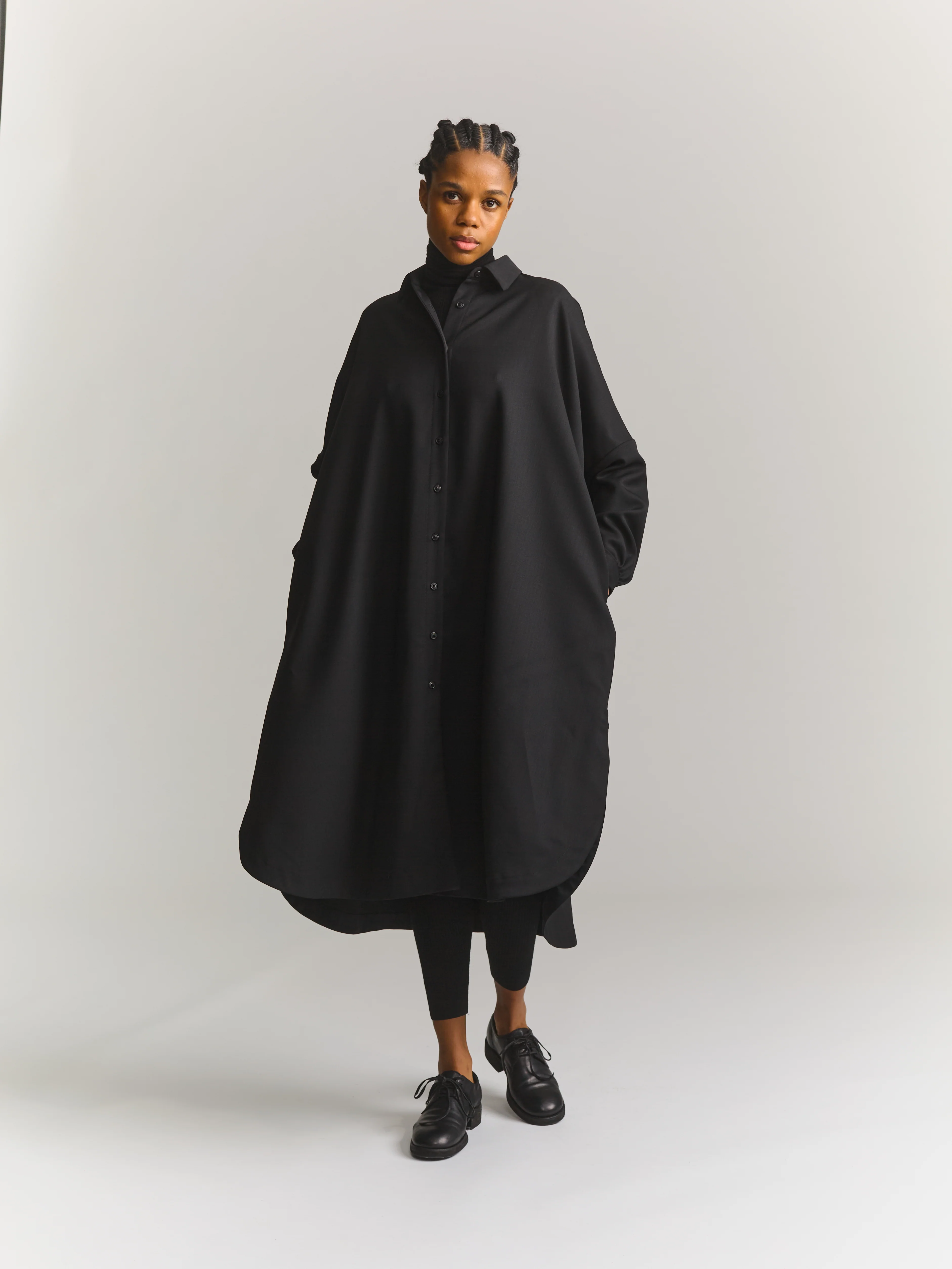 YUKI LONGUE SHIRT - GABERDINE - BLACK - Image 6