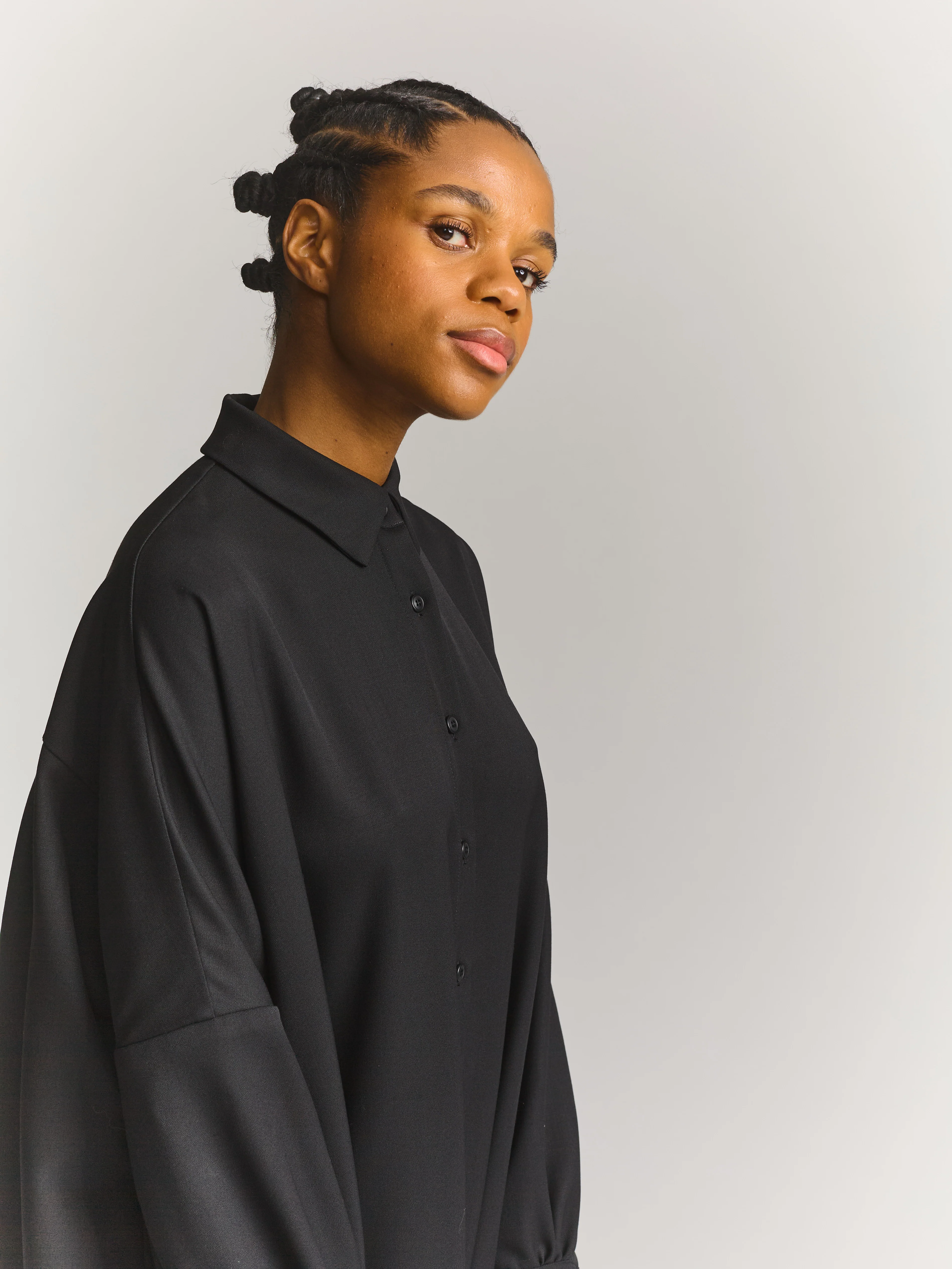 YUKI LONGUE SHIRT - GABERDINE - BLACK - Image 7