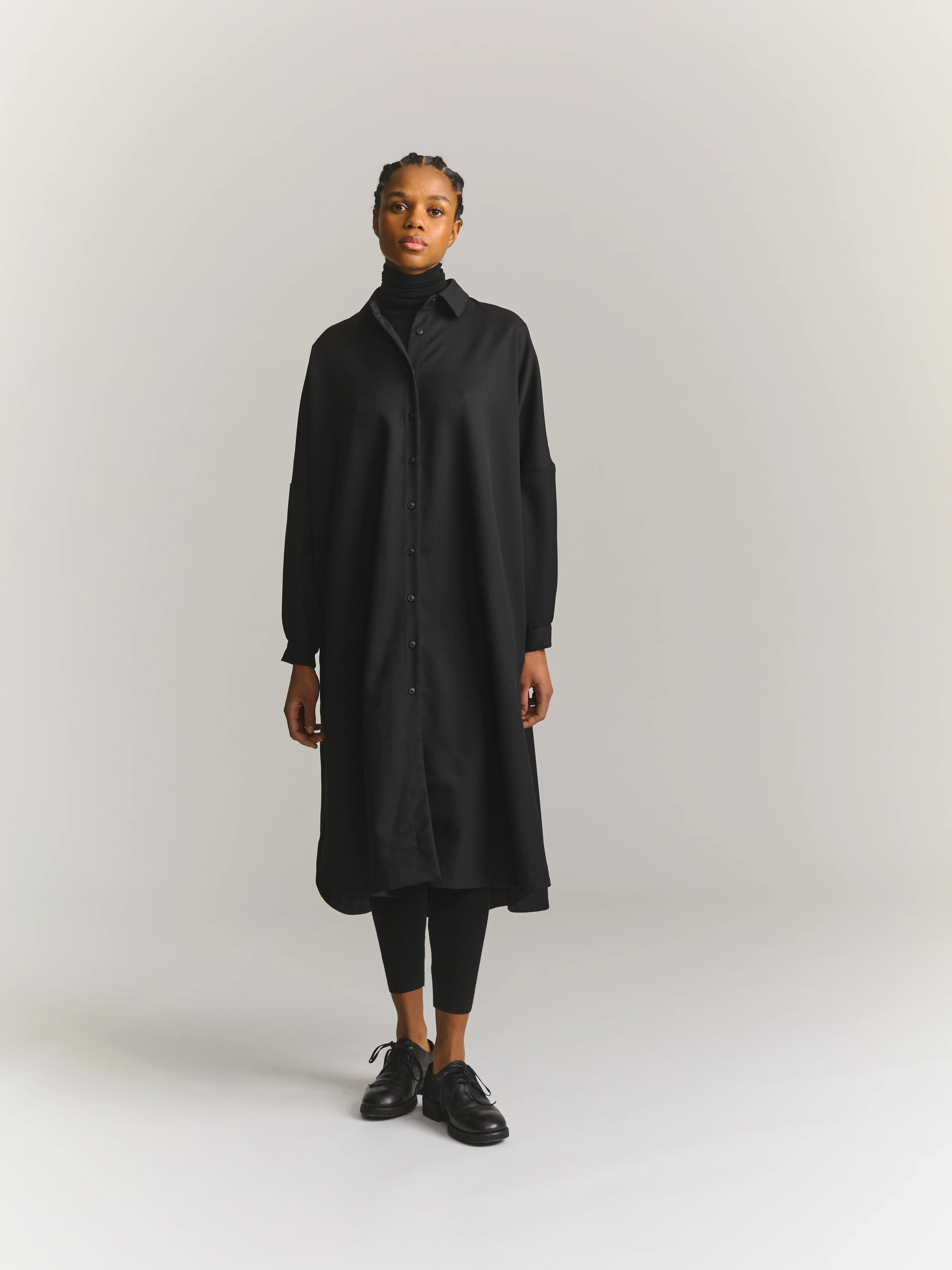 YUKI LONGUE SHIRT - GABERDINE - BLACK - Image 8