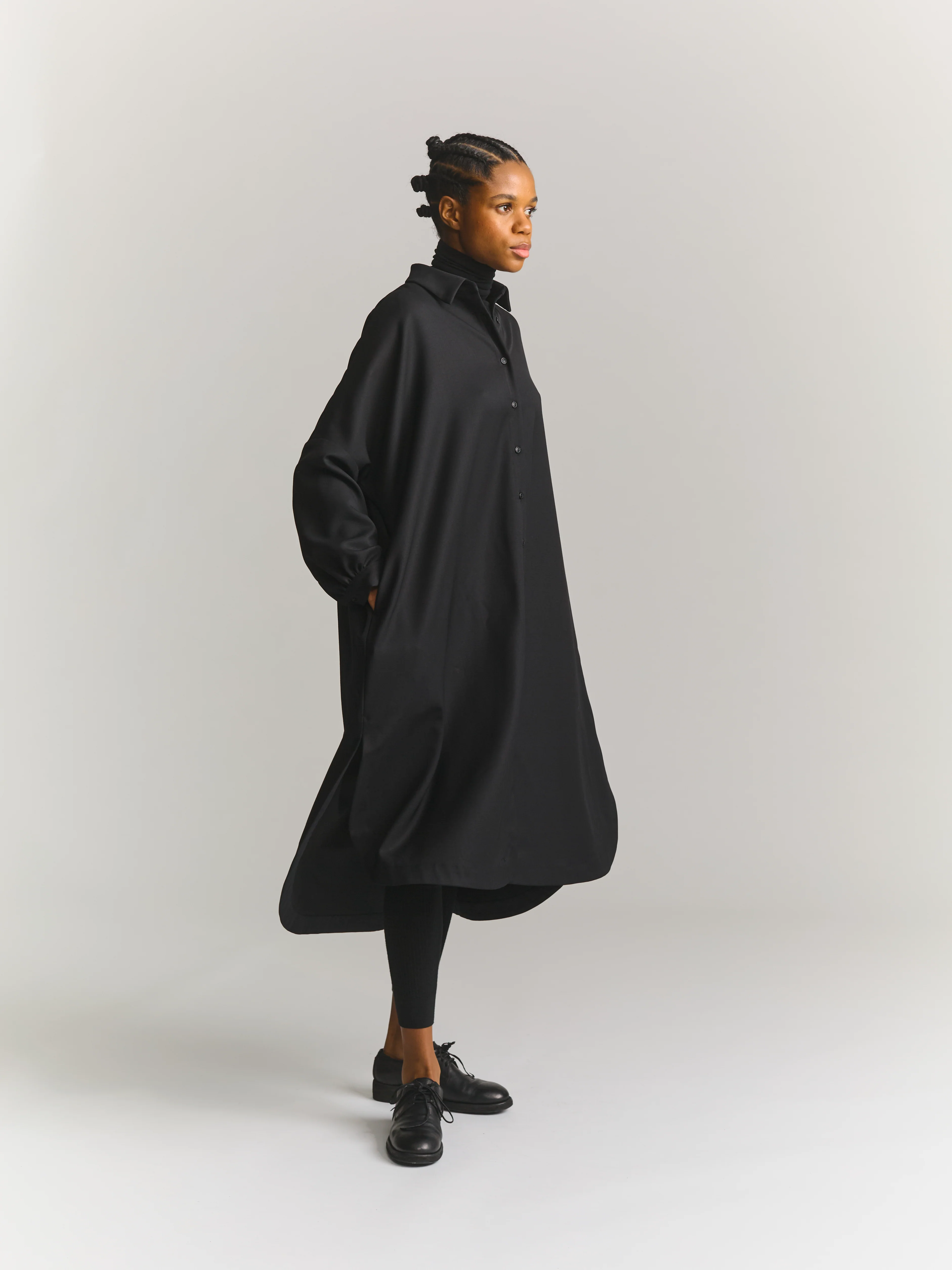 YUKI LONGUE SHIRT - GABERDINE - BLACK - Image 9